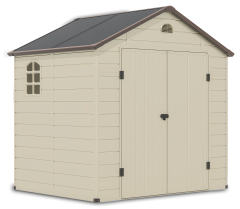 Domek narzędziowy Vermont w kolorze beżowym, podwójne szerokie drzwi