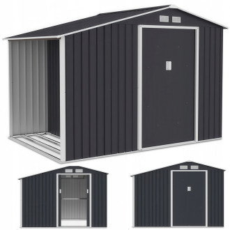 Domek narzędziowy z drewutnią MADISON 278x191cm Cold Grey - Hardmaister