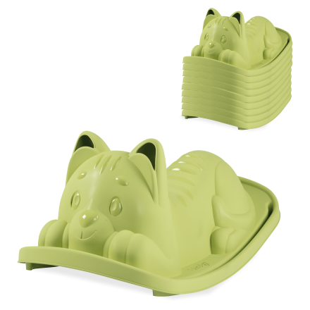 Zabawka dla dzieci huśtawka, bujak kotek zielony z możliwością sztaplowania