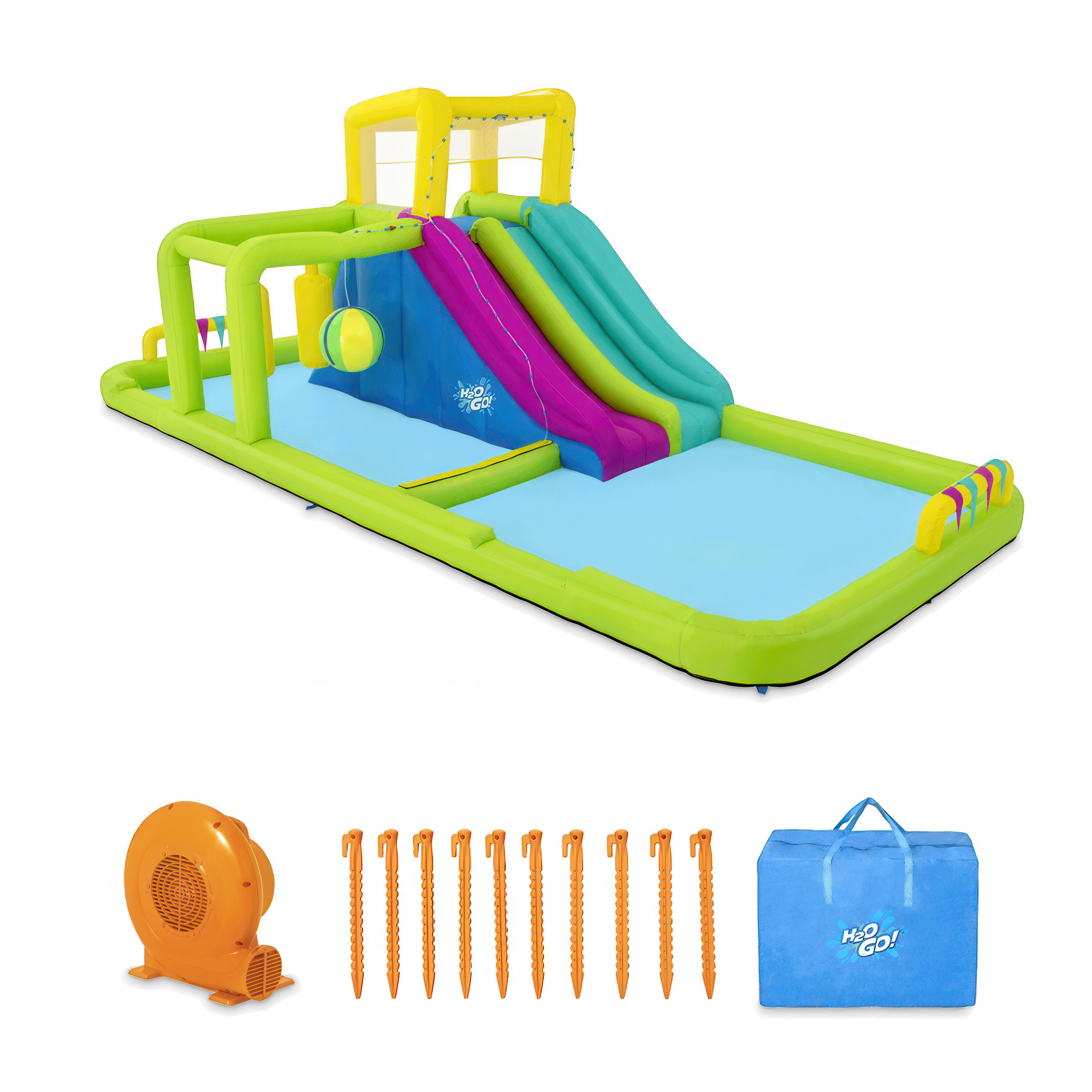 Zestaw dmuchany park wodny z niezbędnymi akcesoriami