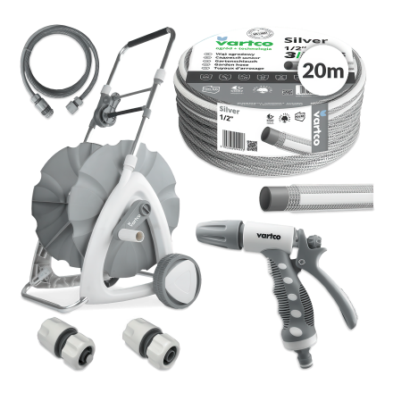 zestaw do nawadniania z końcówkami do podlewania, wózkiem i wężem od agaplast