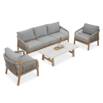 Sofa, fotele i stolik kawowy z zestawu JACOB Caffe od firmy Furrore