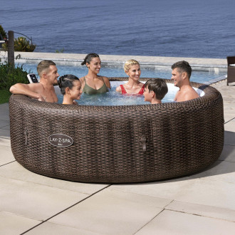 Jacuzzi dmuchane LAY-Z-SPA® BALI SMART AIRJET™ dla 5-7 osób Brown Rattan Round - BESTWAY 6001P