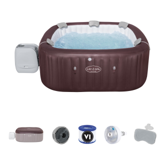 Jacuzzi dmuchane LAY-Z-SPA® MALDIVES SMART HYDROJET PRO™ dla 5 - 7 osób Burgundy Square - BESTWAY 6001U