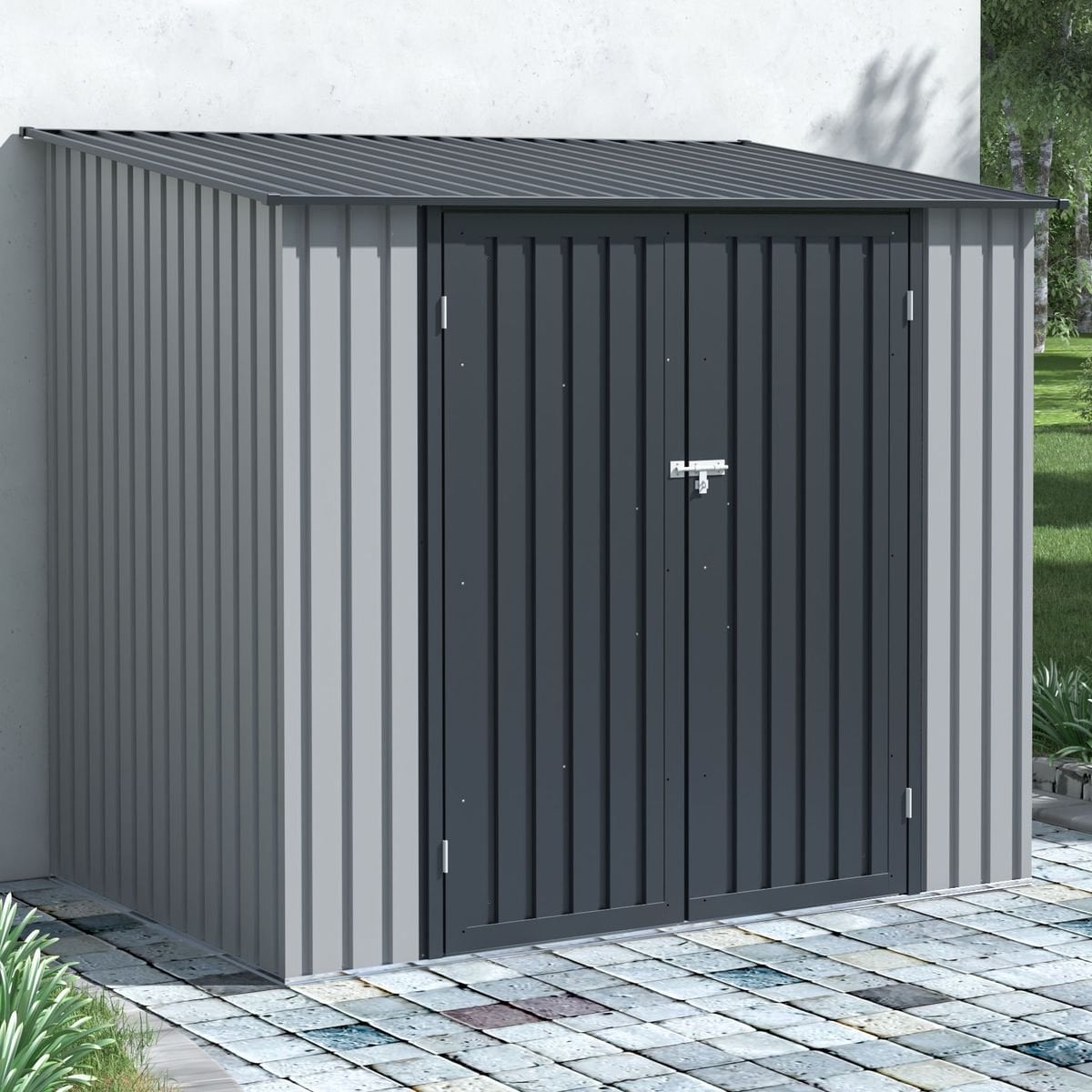 Domek narzędziowy w ogrodzie KENT 222x149cm Light Grey HARDMAISTER