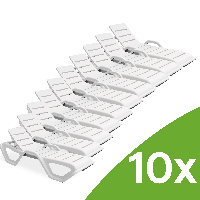 Komplet 10 leżaków ogrodowych MONOBLOCK White New - Bjorkka