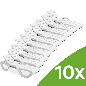 Komplet 10 leżaków ogrodowych MONOBLOCK White New - Bjorkka