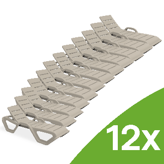 Komplet 12 leżaków basenowych MONOBLOCK Taupe New - Bjorkka