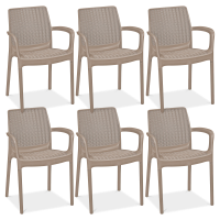 Komplet 6 krzeseł ogrodowych BALI MONO Cappuccino - Keter