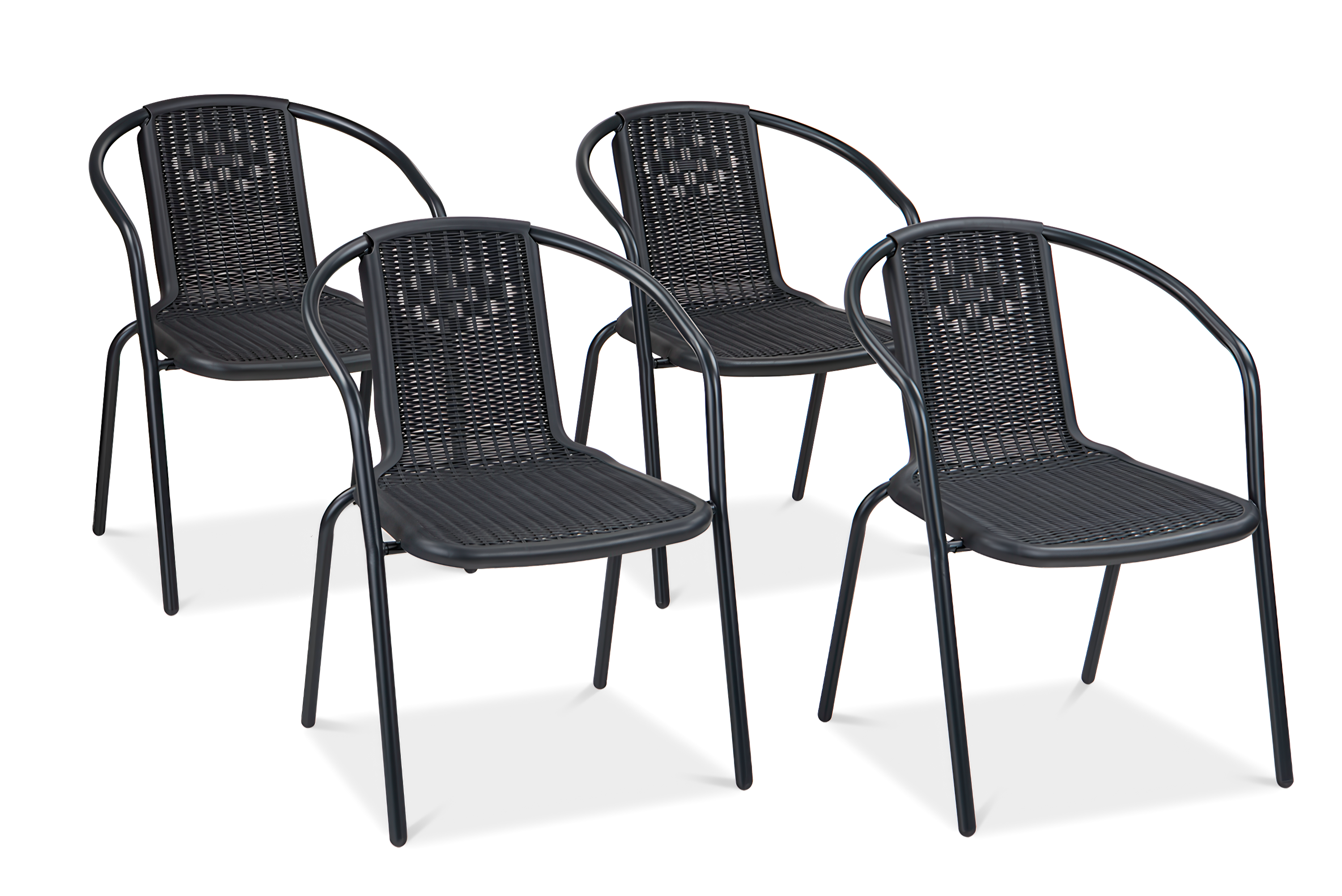 zestaw czterech krzeseł na balkon simple w kolorze grafitowym