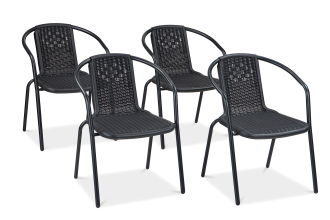 zestaw czterech krzeseł na balkon simple w kolorze grafitowym