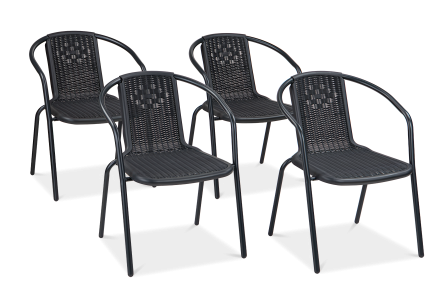 zestaw czterech krzeseł na balkon simple w kolorze grafitowym