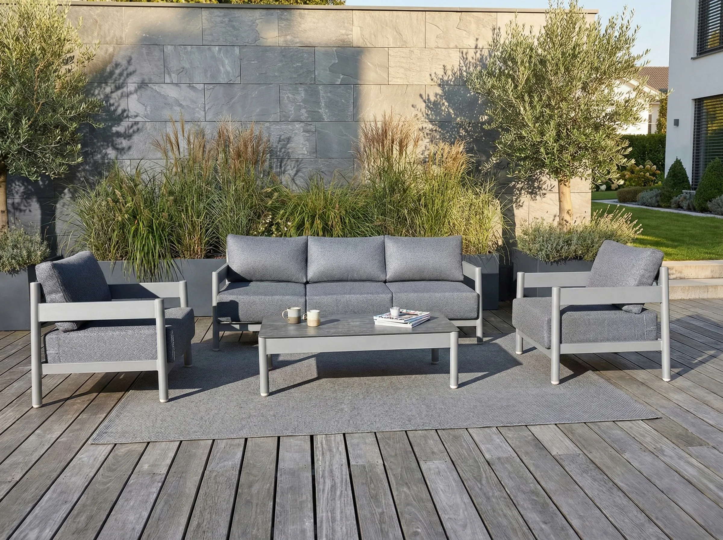 Komplet mebli aluminiowych TREVIO CAFFE Grey - FURRORE