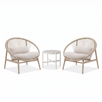 Komplet mebli na ogród GALLA 2+1 Light Beige - Bjørkka — aranżacja