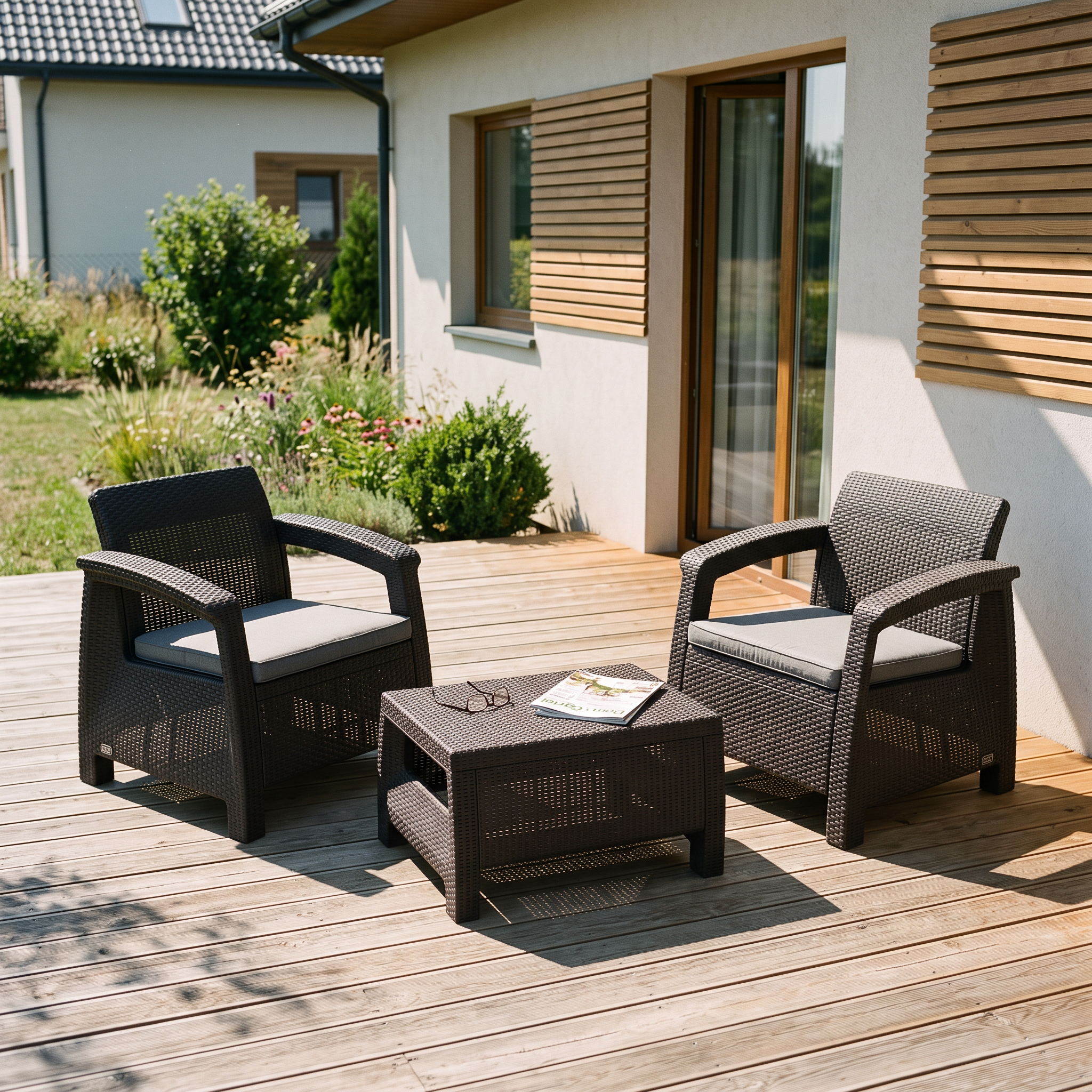 Komplet ogrodowy CORFU WEEKEND Brown — aranżacja