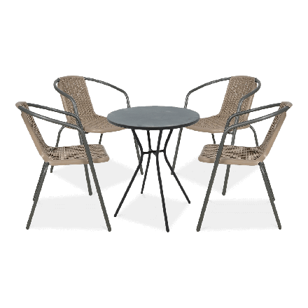 Komplet ogrodowy na balkon Simple 4+1 Cappuccino Focus Garden bez tła PNG