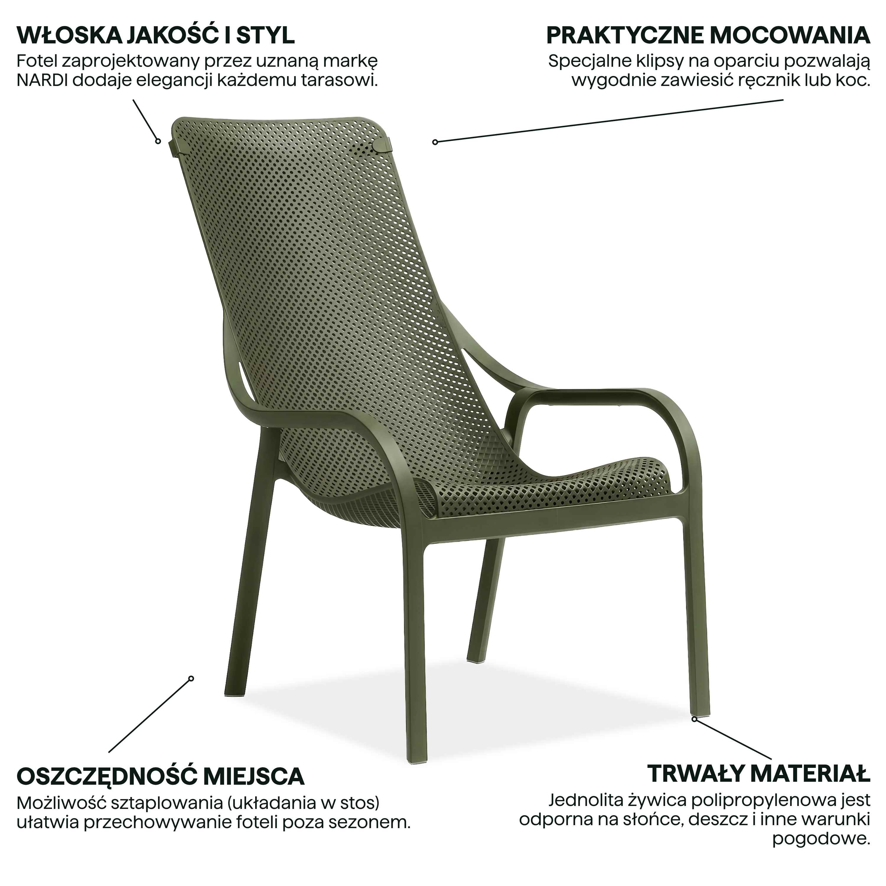 Ażurowa struktura krzesła Net Lounge Agave