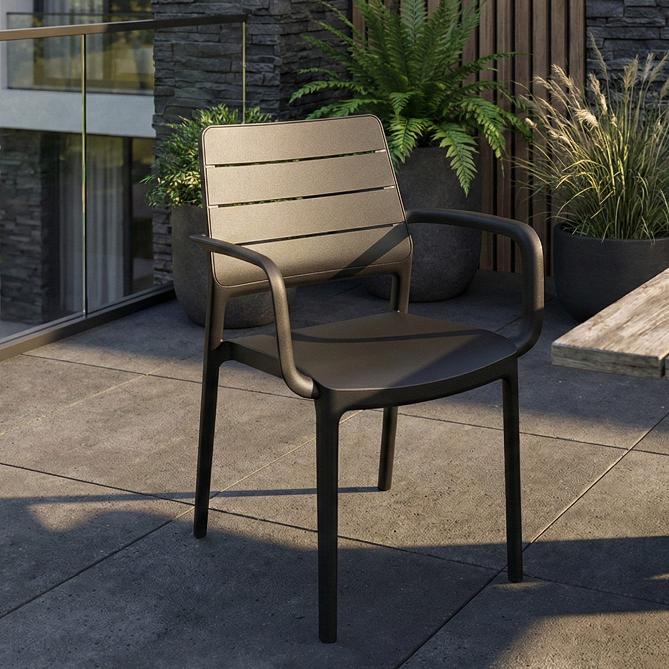 Krzesło z podłokietnikami PORTO Graphite - Keter