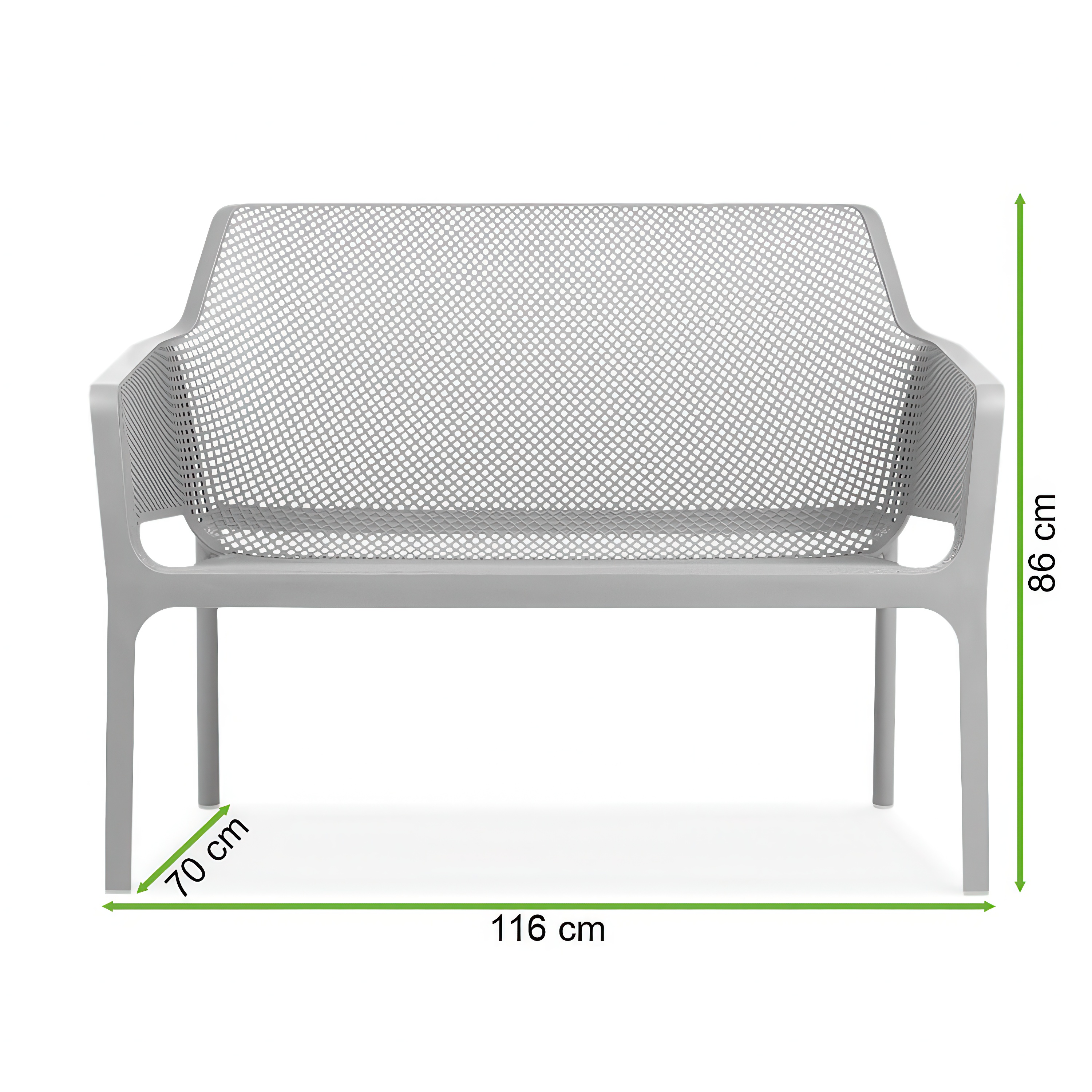 Wymiary ławki ogrodowej Net Bench Agave Nardi