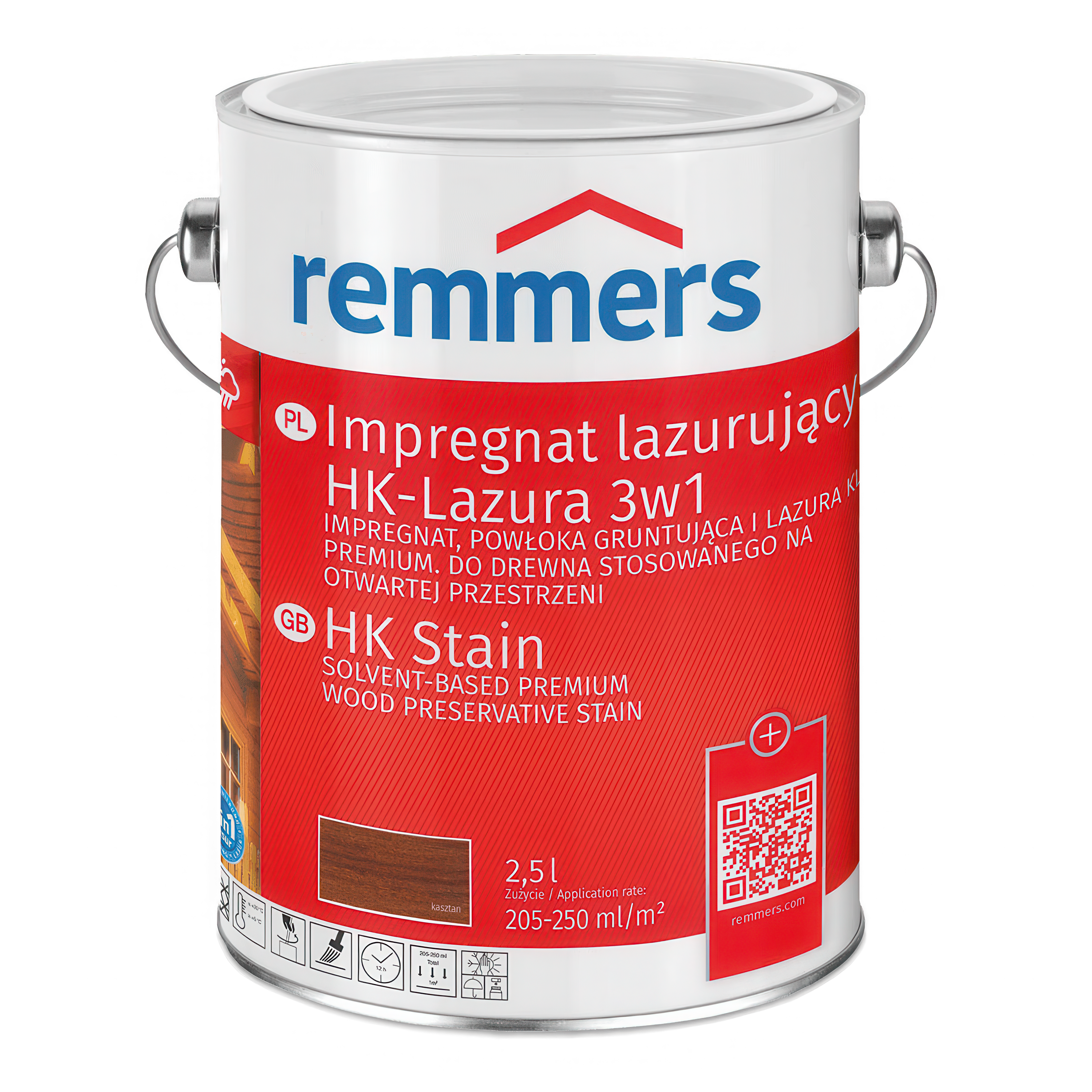 impregnat lazurujący w czerwonym wiadrze 