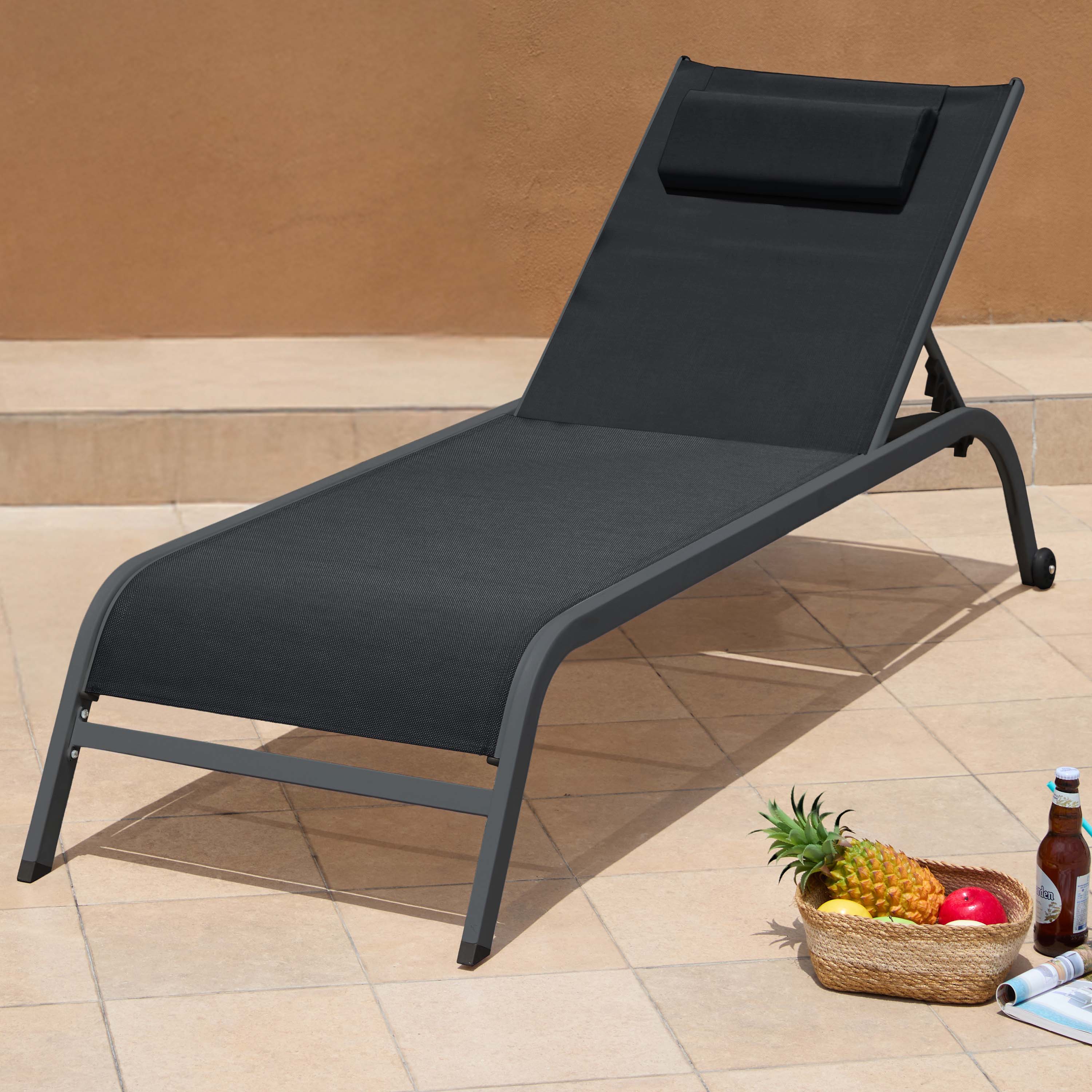 Leżak do ogrodu stalowy TIMOR Black - Bjørkka