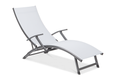 Leżak ogrodowy aluminiowy Relax Grey Focus Garden bez tła PNG