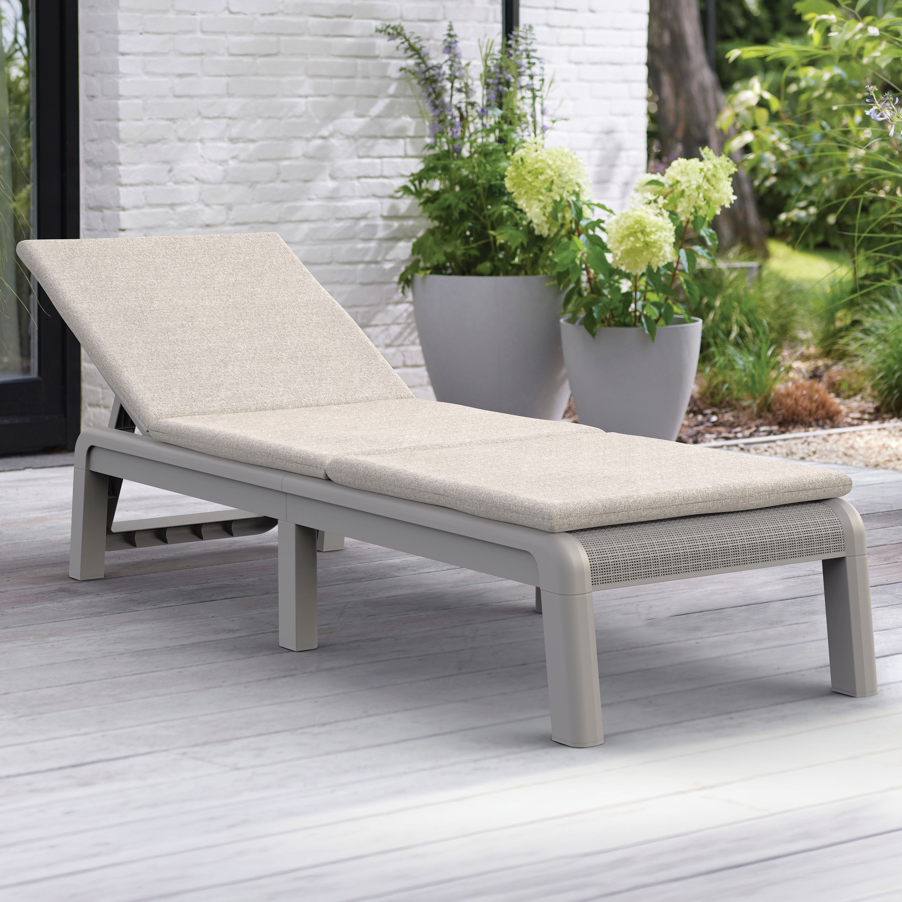 Leżak ogrodowy z poduszką ATLAS Soft beige/oat - Keter