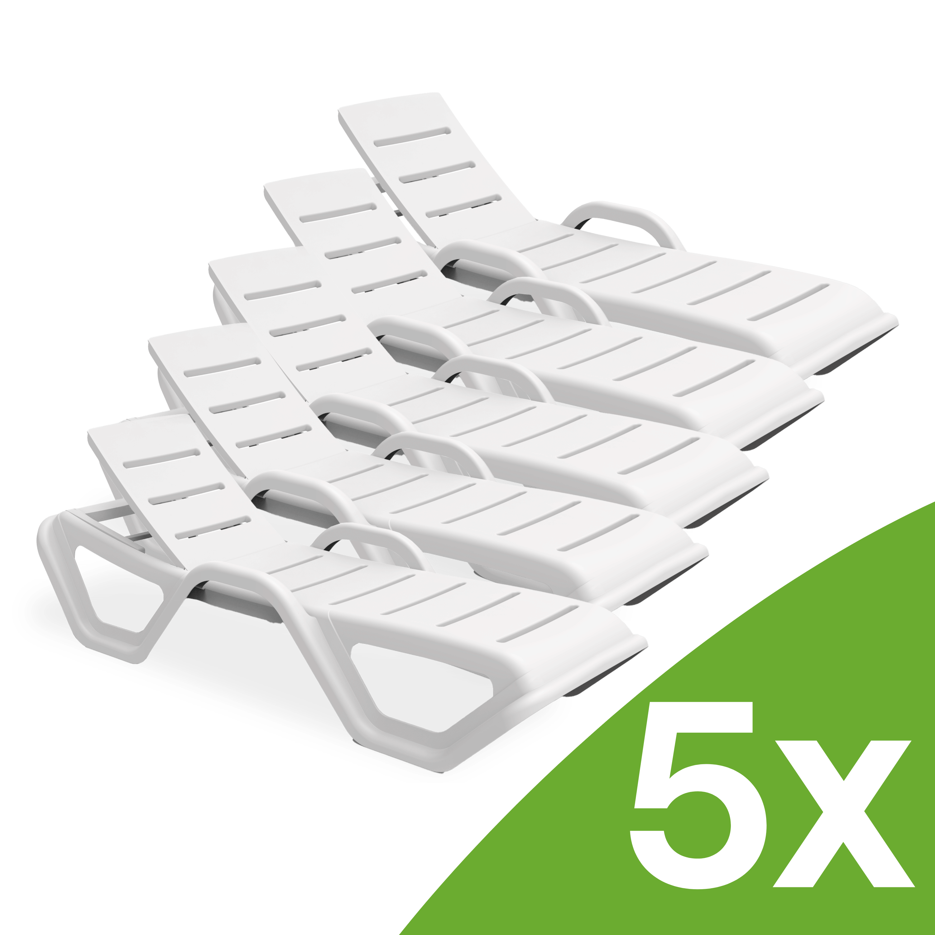 Leżaki basenowe MONOBLOCK White ZESTAW 5 SZTUK New - Bjorkka