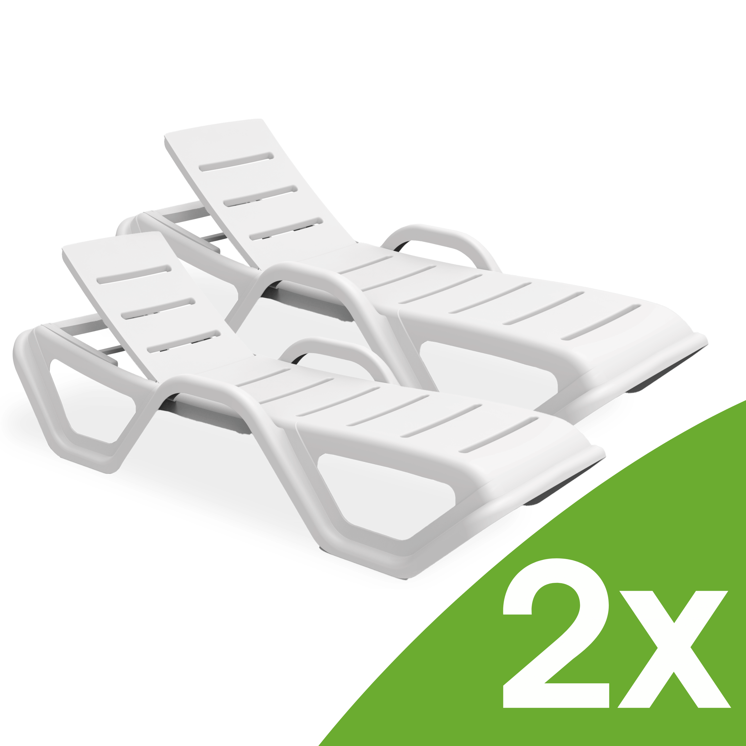 Leżaki ogrodowe MONOBLOCK White ZESTAW 2 SZTUK New - Bjorkka