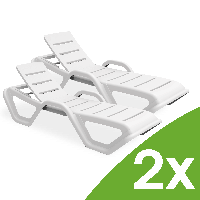 Leżaki ogrodowe MONOBLOCK White ZESTAW 2 SZTUK New - Bjorkka