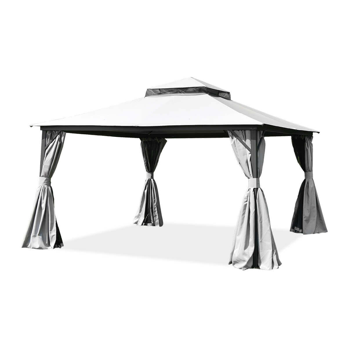 Pawilon ogrodowy VANCOUVER od firmy Hardmaister z odsłoniętymi zasłonami