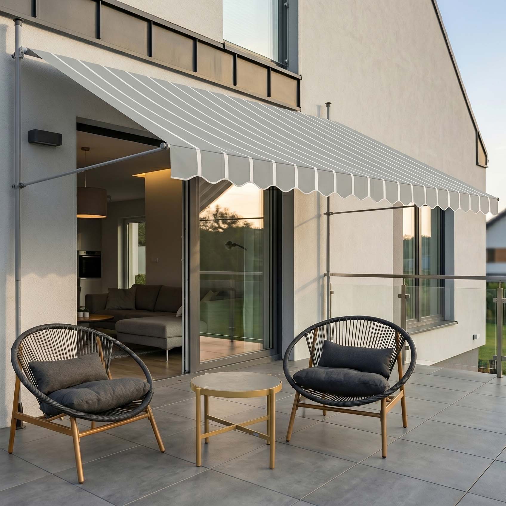 Markiza balkonowa EASY Grey/White 350x130cm - Focus garden