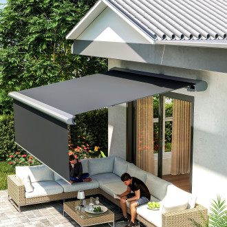 Markiza na taras DELUXE PLUS AUTOMATIC 450x300 GREY z LED i czujnikiem - Gutroof