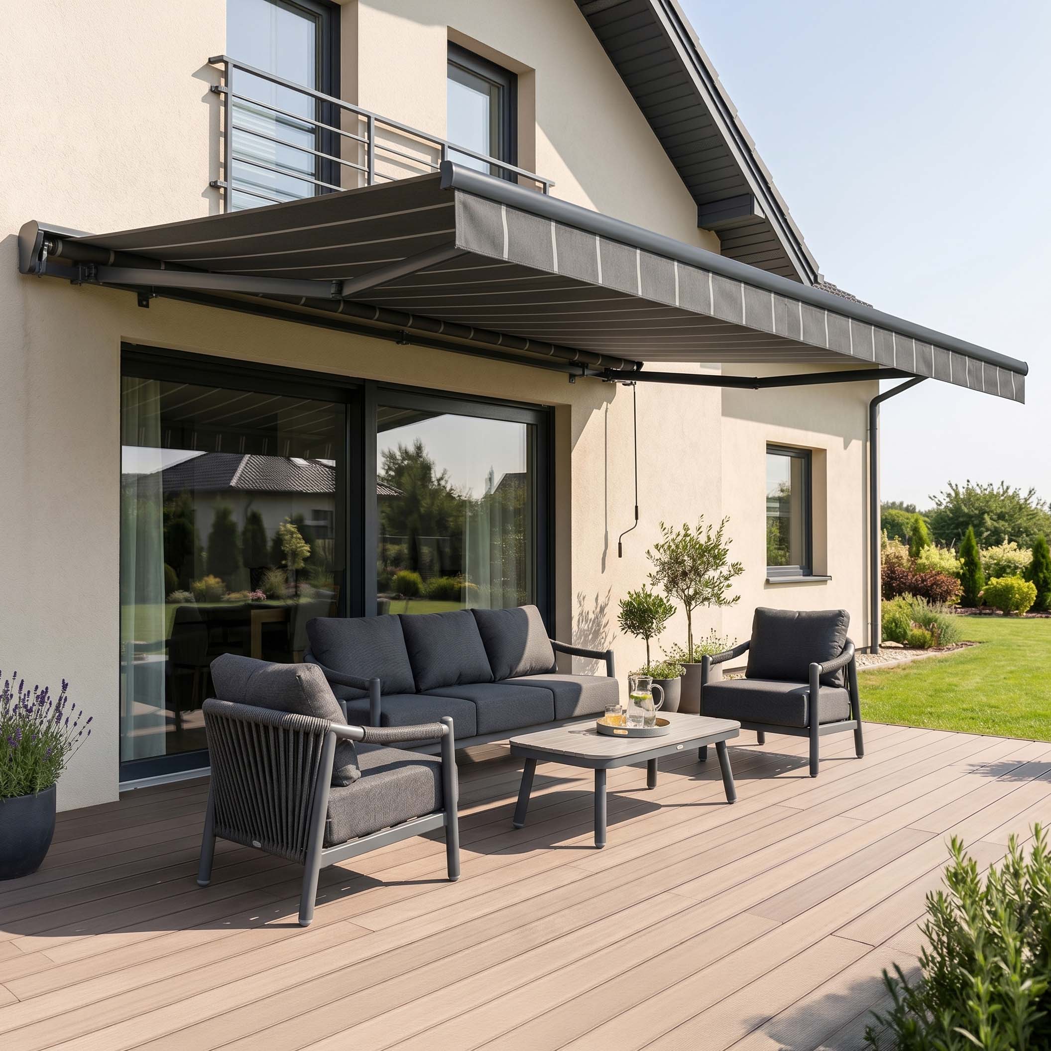 Markiza tarasowa PREMIUM 450x300 Grey/White - Gutroof