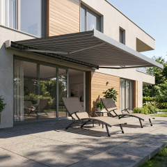 Markiza na taras PRIME AUTOMATIC 450x300 GREY/WHITE z oświetleniem LED i czujnikiem - Gutroof