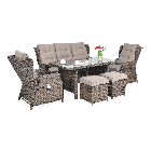 Meble technorattanowe BALTIMORE DINING + PUFY w kolorze brązowym