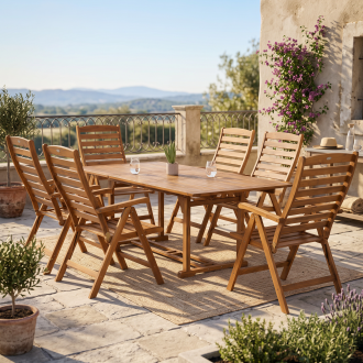 Meble jadalniane drewniane AKADIA DINING 200/6+1 - Bjørkka — aranżacja
