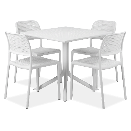 Zestaw mebli jadalnianych Nardi BORA BISTROT/CLIP 4+1 Bianco