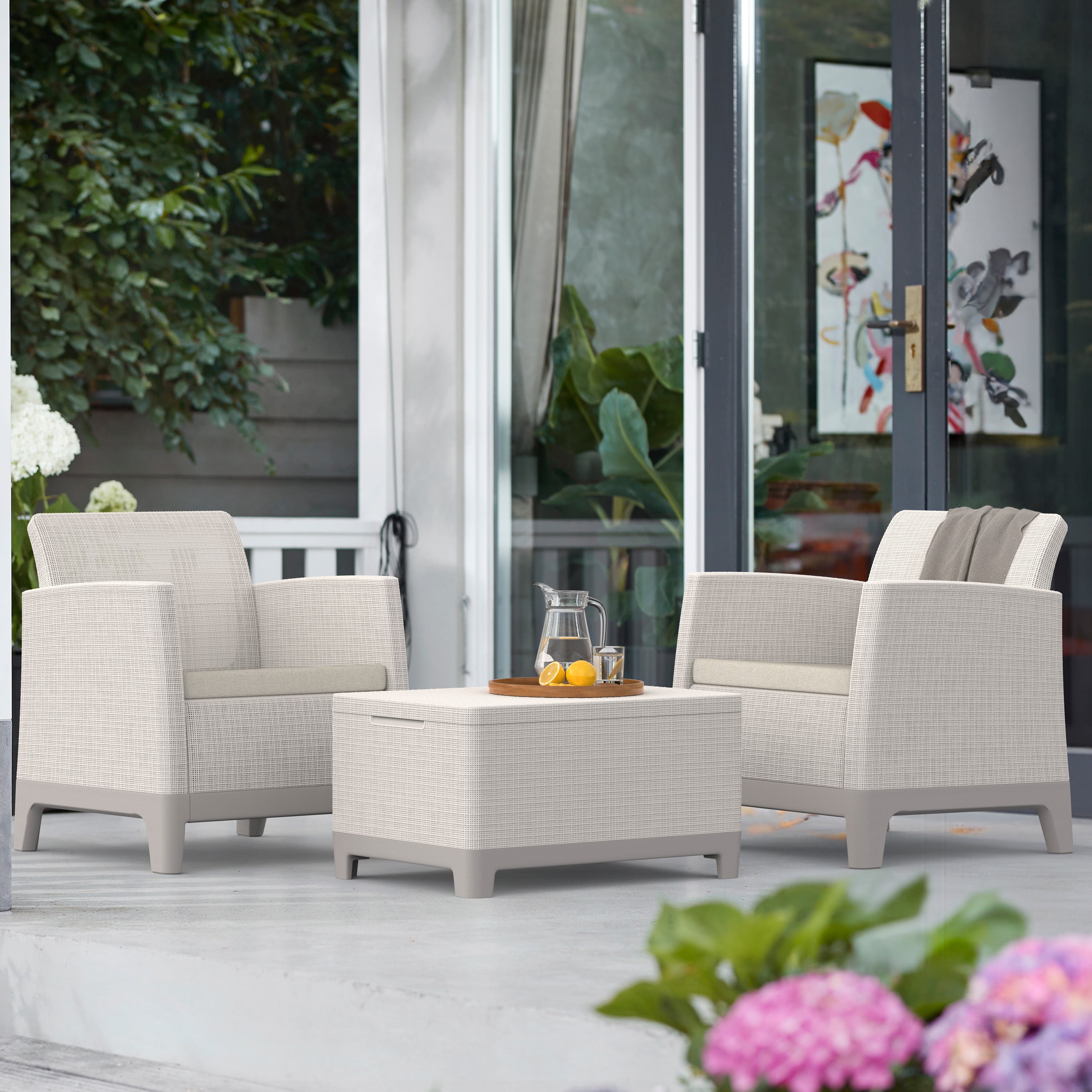 Zestaw mebli balkonowych Keter Scandi Forma w kolorze pebble grey-soft