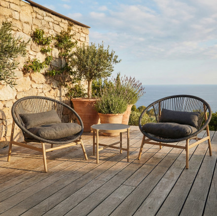 Zestaw mebli ogrodowych na taras GALLA 2+1 Dark Grey - Bjørkka