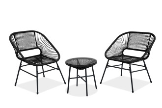 meble ogrodowe maya new 2+1 black bj&oslash;rkka dwa fotele i stolik packshot