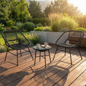 zestaw tarasowy maya new 2+1 black bjørkka aranżacja tarasu fotele i stolik