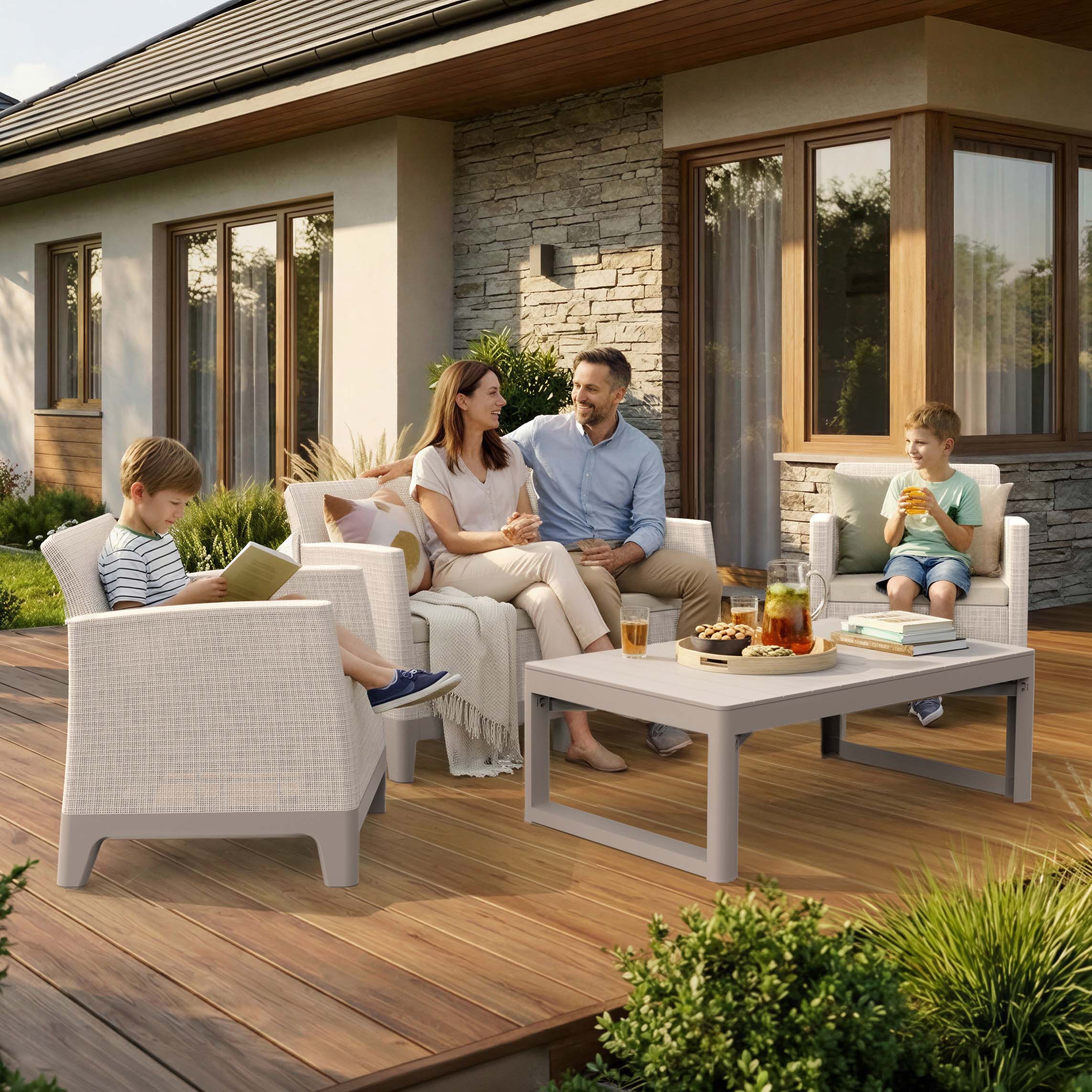 Meble ogrodowe SCANDI MAX2/LYON Pebble Grey-Soft Beige / Sf. Beige - Keter