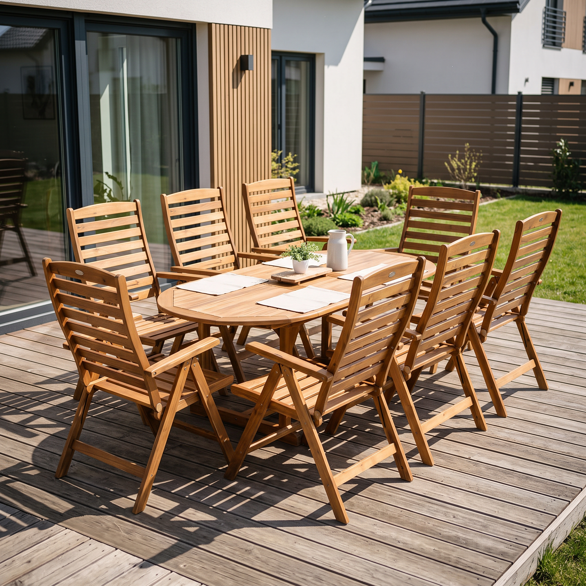 Meble ogrodowe z drewna AKADIA DINING 190/8+1- Bjørkka — aranżacja