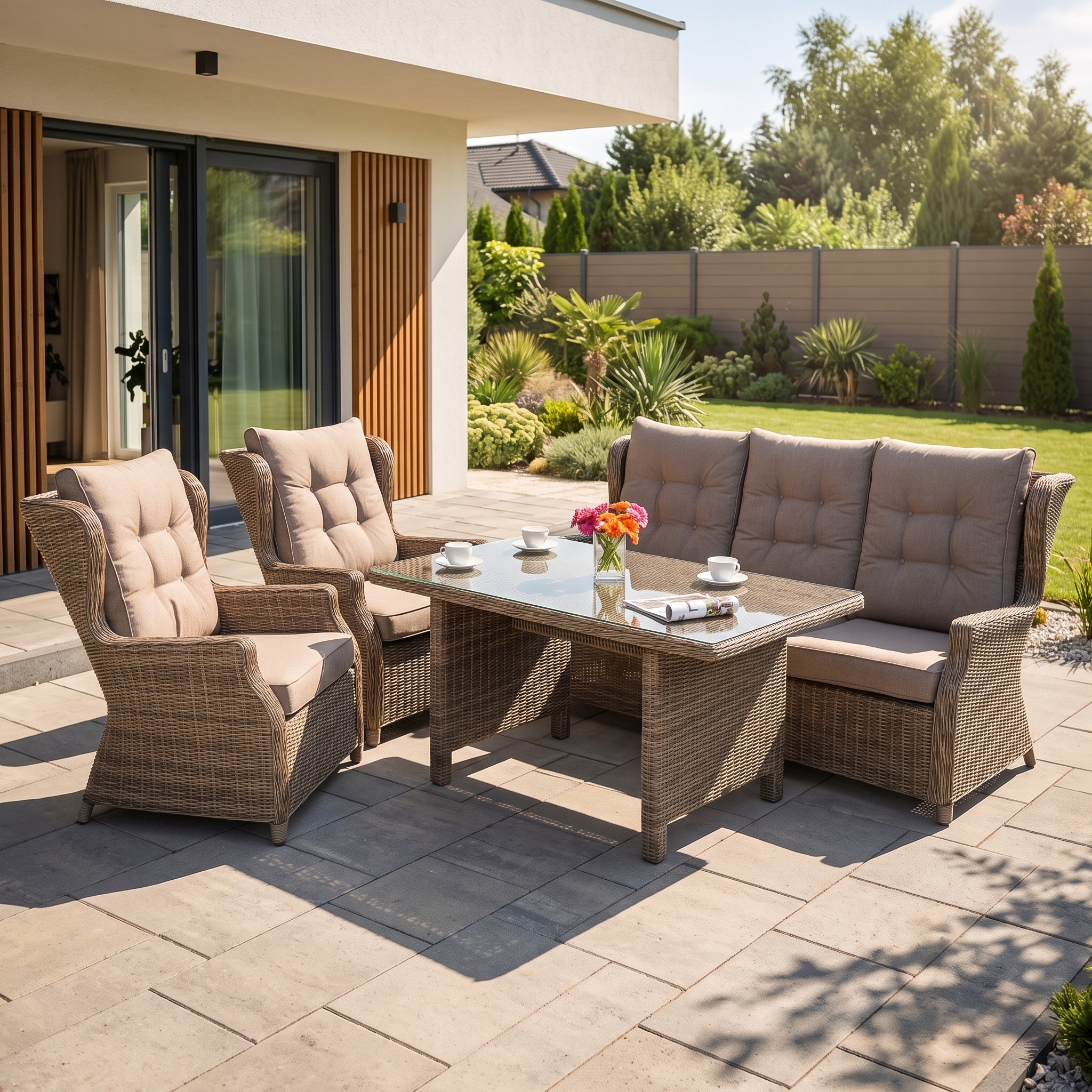 Meble technorattanowe TRIVENTO DINING 3 Brown &mdash; aranżacja