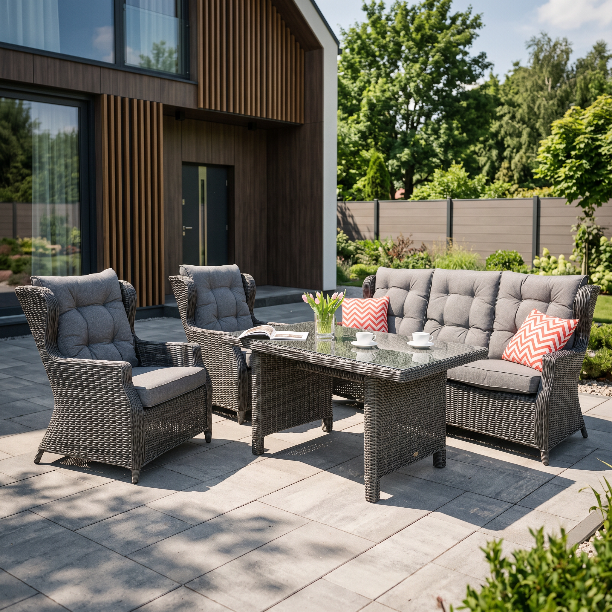 Meble technorattanowe TRIVENTO DINING 3 Dark Grey &mdash; aranżacja