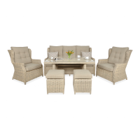 Meble technorattanowe TRIVENTO DINING 3 + PUFY Beige