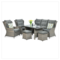 Meble technorattanowe TRIVENTO DINING 3 + PUFY Melange