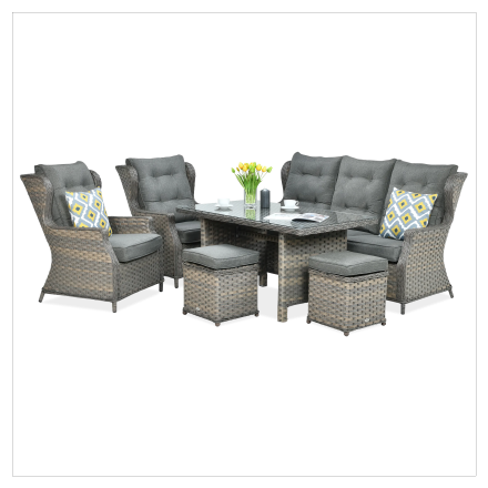 Meble technorattanowe TRIVENTO DINING 3 + PUFY Melange