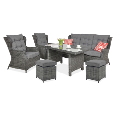 Meble technorattanowe TRIVENTO DINING 3 + PUFY Dark Grey